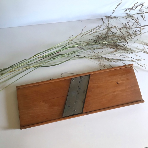 Vintage Wood Mandolin Vegetable Cabbage Shredder Grater, Primitive Kitchen Tools - Picture 2 of 10